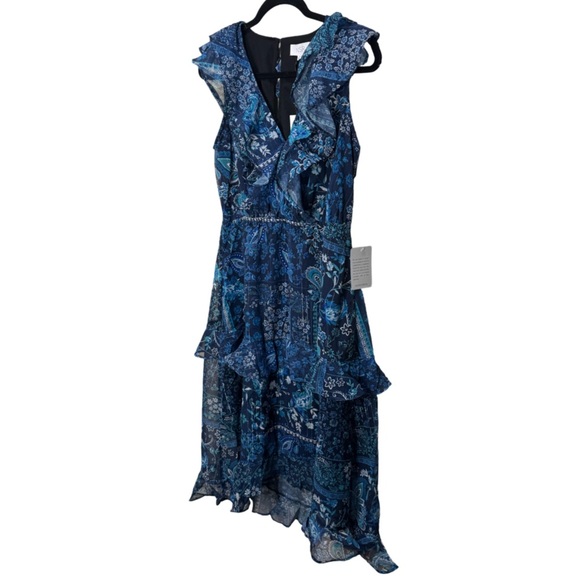 NSR Nordstrom Tiered Ruffle Midi Dress - Blue NWT - Picture 3 of 7